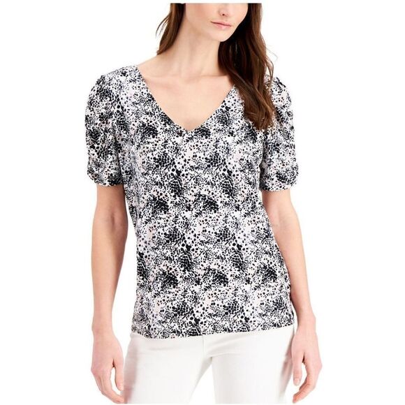 JPR Studio Ruched-Sleeve Top Deep Pacific S - Picture 1 of 3